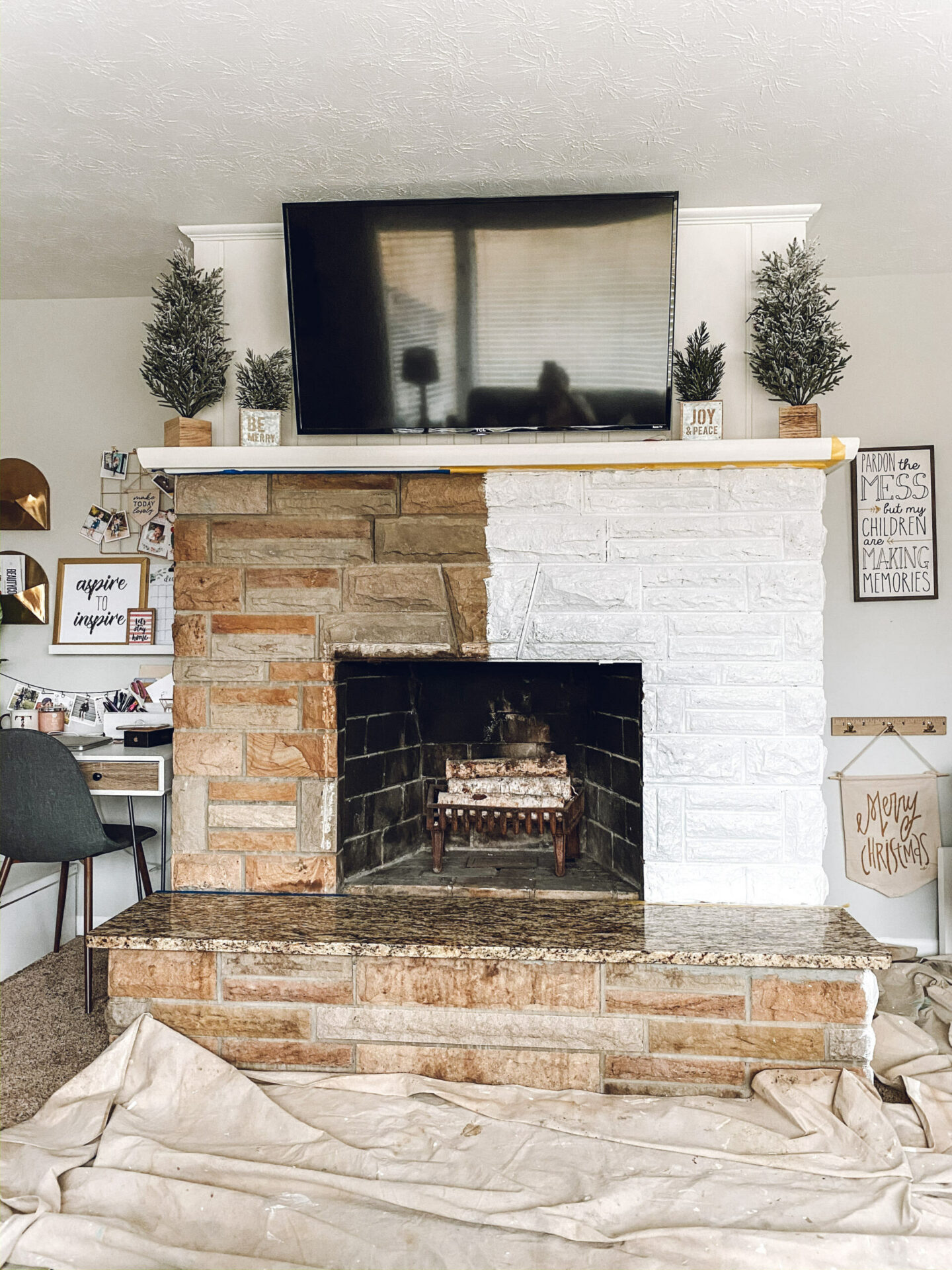 painted fireplace Cozy Fireplace Update