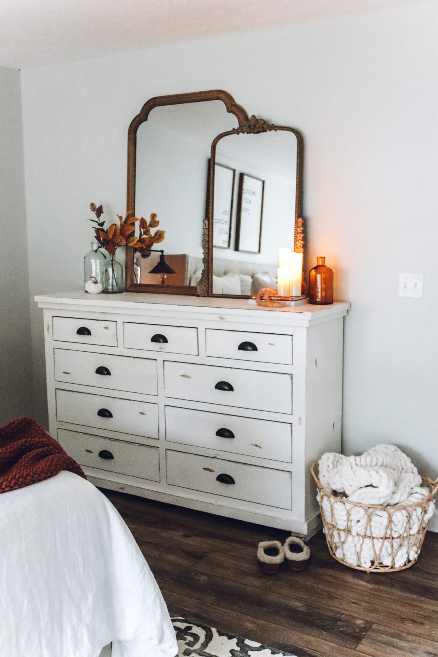 cozy fall master bedroom