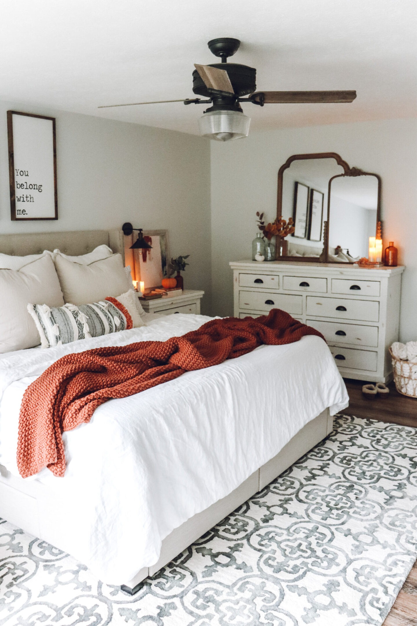 cozy fall master bedroom