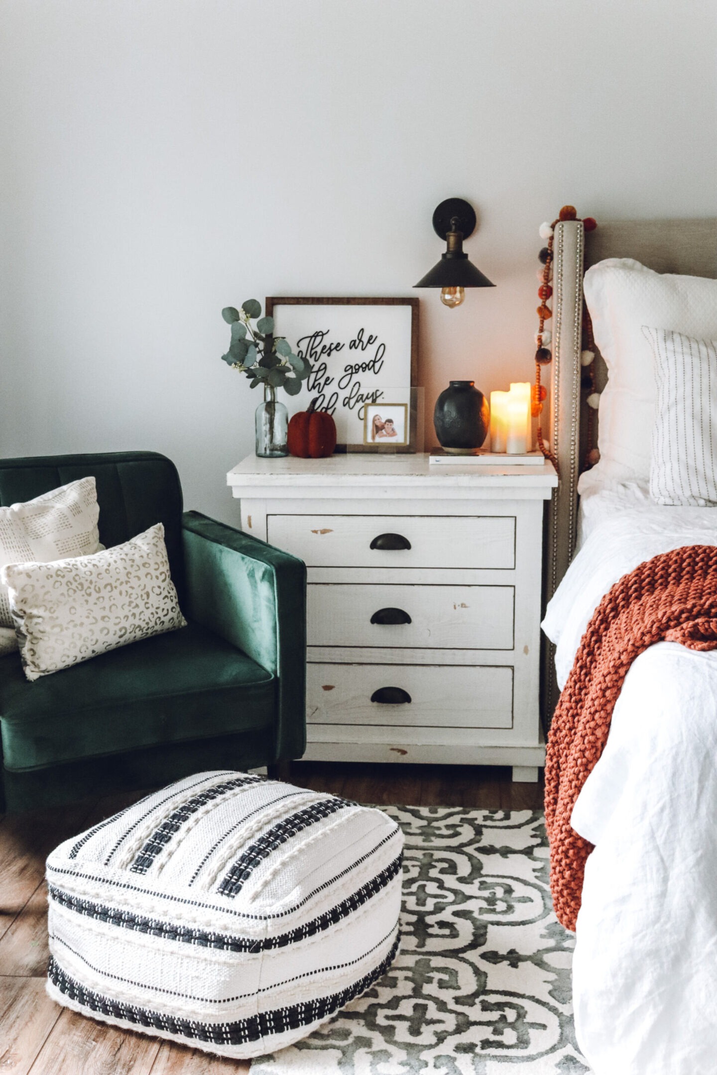 cozy fall master bedroom