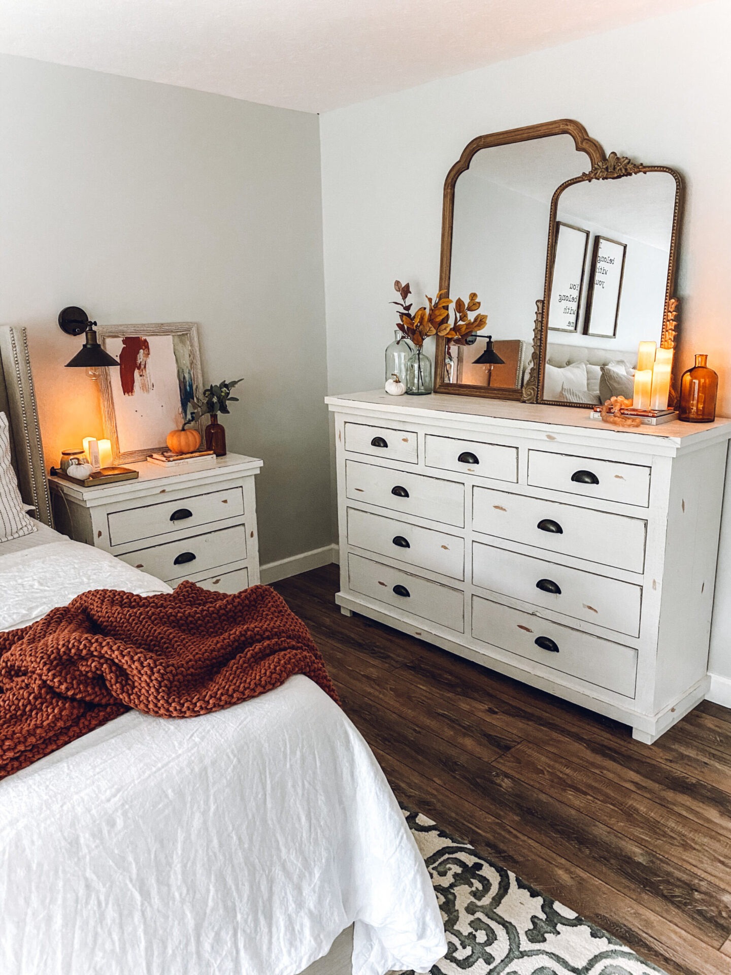 cozy fall master bedroom