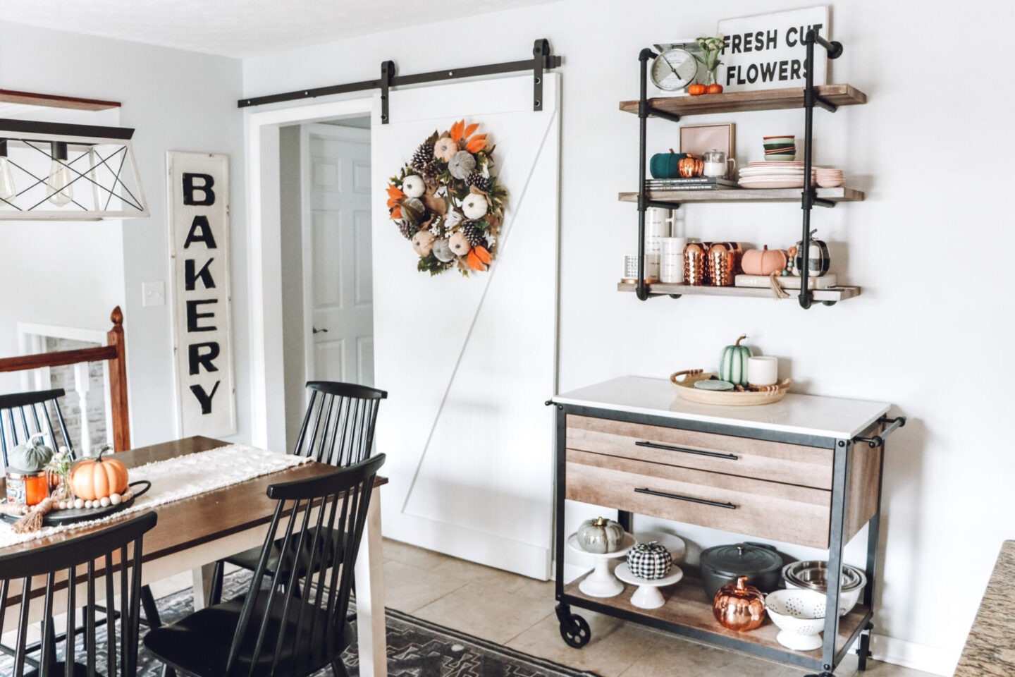 Decorating Shelves in a Farmhouse Kitchen