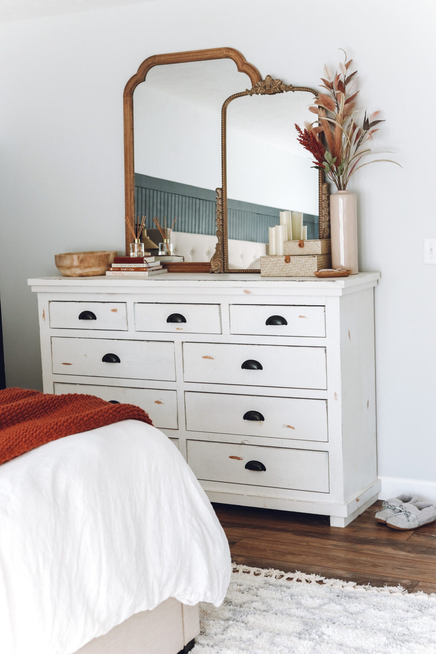 Master Bedroom Black Bead Board Accent Wall - Inspired Reality