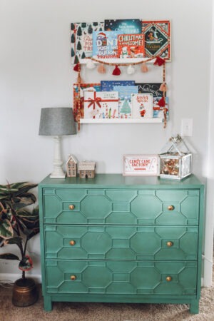 christmas book shelf